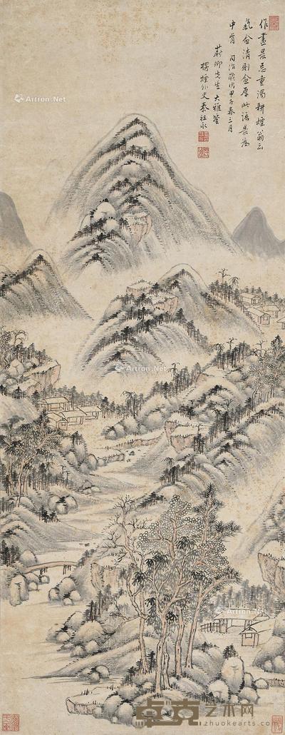 山居图 立轴 纸本 107×41cm
