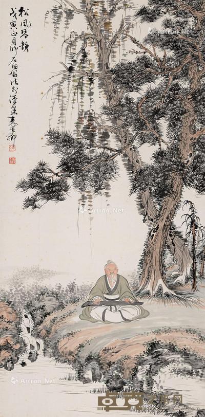 松风琴韵 立轴 纸本 130×64cm