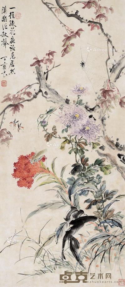 花卉草虫 立轴 纸本 91×39.5cm