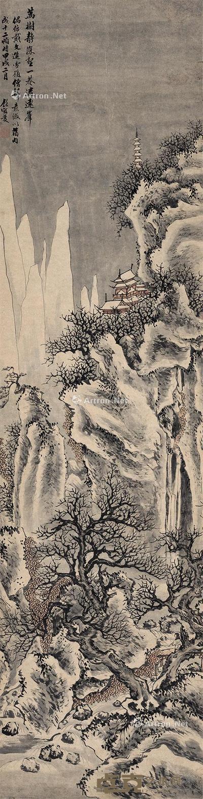  山水 立轴 纸本 140.5×36cm