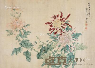  花卉 立轴 绢本 42×54.5cm
