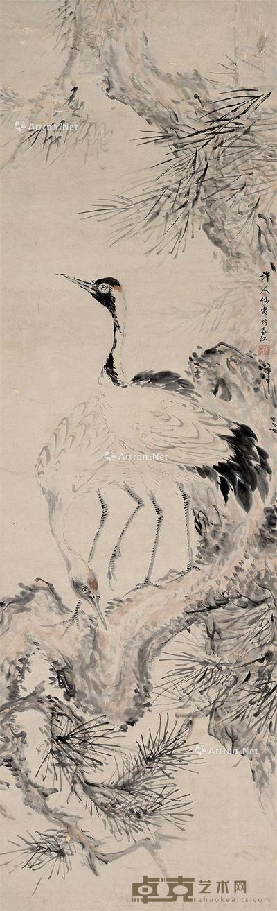 仙鹤 立轴 纸本 121×37cm