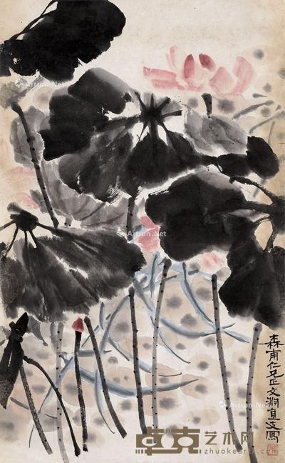  荷花 立轴 纸本 91×56.5cm