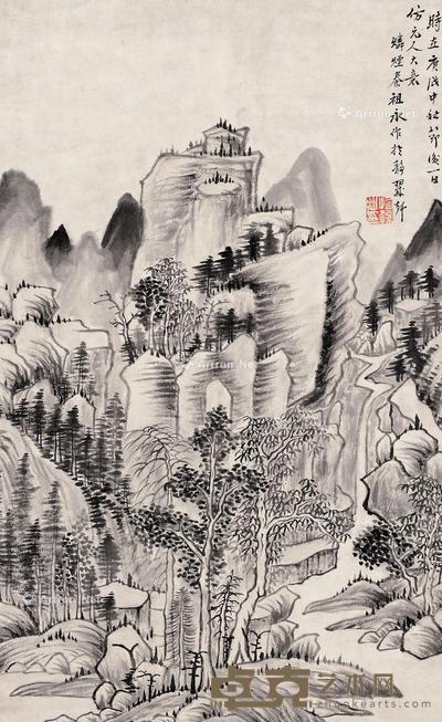 山水 镜片 纸本 53×32cm