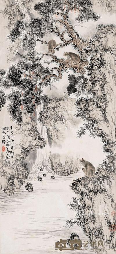 猴 立轴 纸本 94×43cm