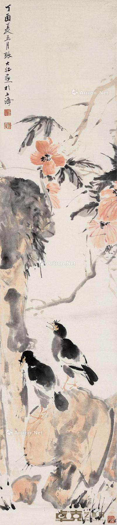 花鸟 立轴 纸本 146×33cm