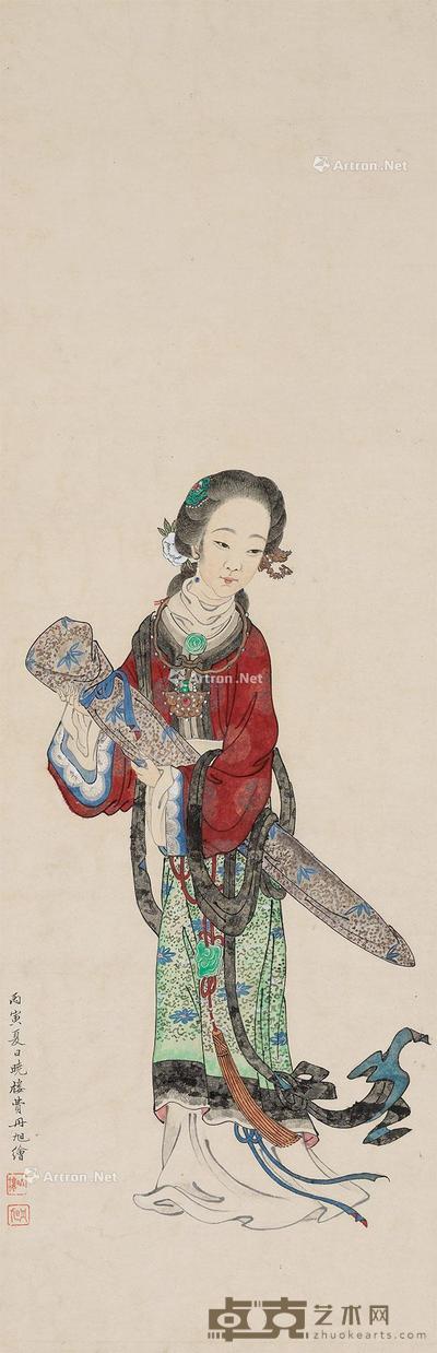 仕女 立轴 纸本 90×29.5cm