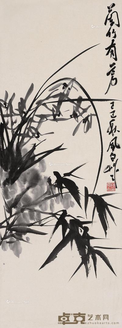  兰竹 立轴 纸本 93×34.5cm