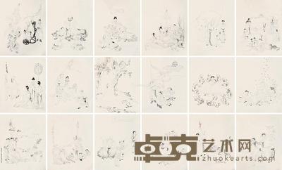 罗汉 册页 (十八开) 水墨纸本 34×28cm×18