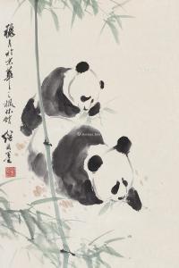 熊猫 立轴 设色纸本