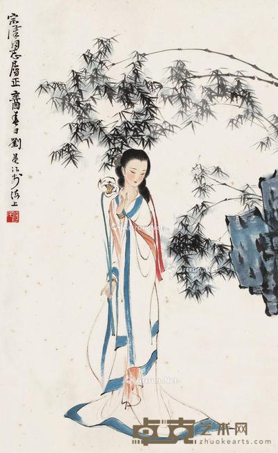  仕女 立轴 设色纸本 69×42cm