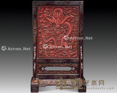 清 剔红龙纹插牌 高52cm