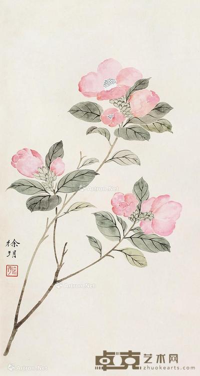 花卉 立轴 设色纸本 48×26cm