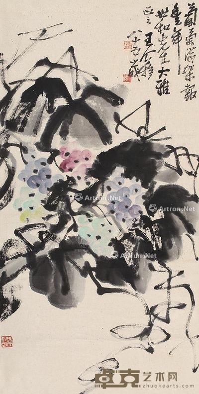  花卉 立轴 设色纸本 67×34cm