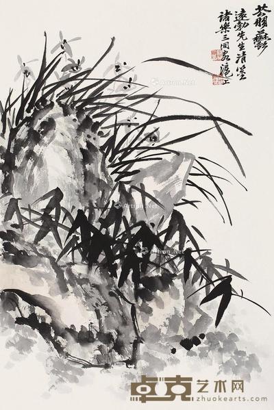  兰 镜片 水墨纸本 64×43cm