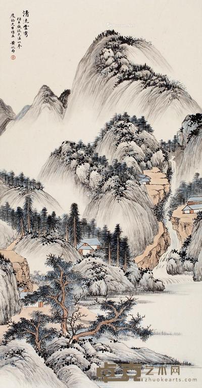 山水 镜片 设色纸本 95×48cm