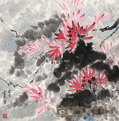  花红叶绿 立轴 设色纸本 66×65cm