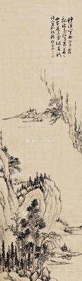  山水 立轴 水绫