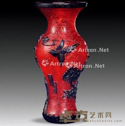 清 琉璃套色小瓶 高17.5cm
