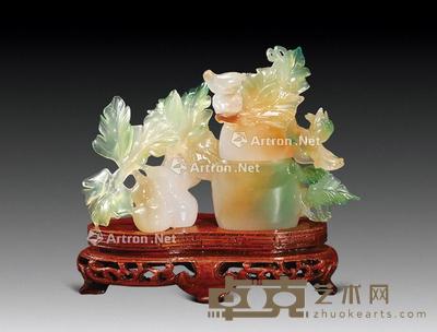  清 玛瑙雕花鸟摆件 长12.5cm