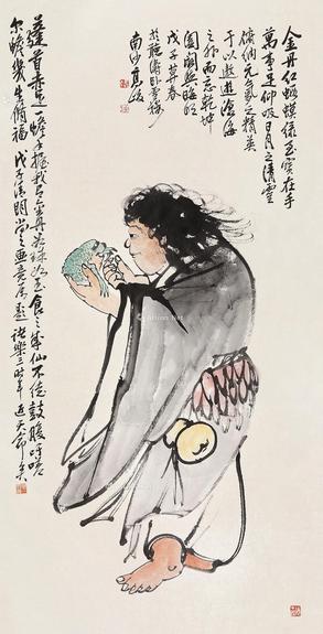  人物 立轴 设色纸本