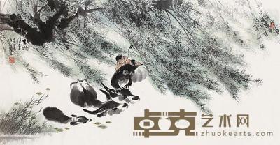 春风得意 镜框 设色纸本 64×123cm