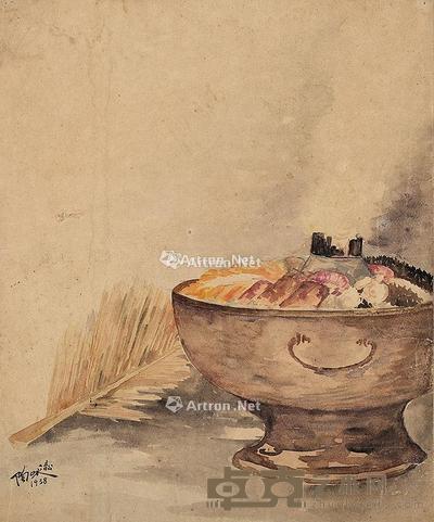 静物 镜片 设色纸本 34×28cm