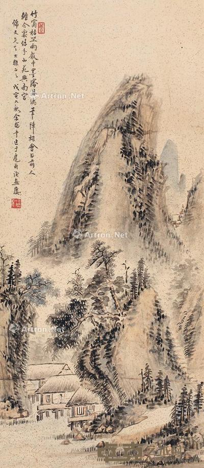  山水 立轴 设色纸本 73×32cm