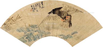  花鸟 扇片 设色纸本