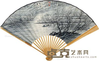 十里烟波 成扇 设色纸本 --