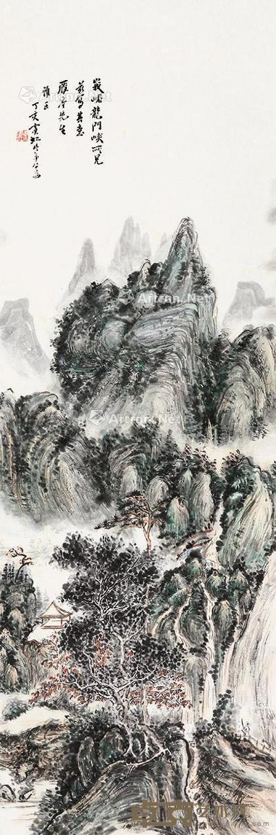  山水 镜片 设色纸本 119×39cm