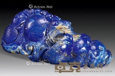 清 青金石连年有余笔架 长10cm