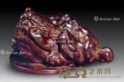 清 紫檀金蟾 长7cm