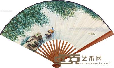山水 成扇 设色纸本 --
