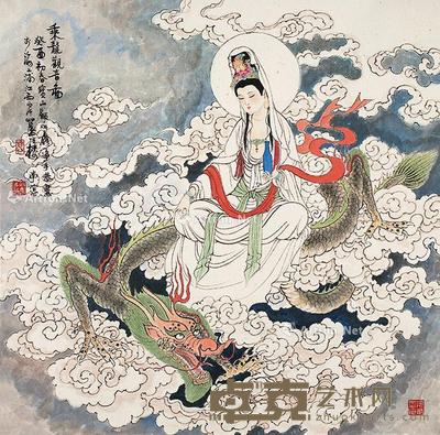  观音 镜片 设色纸本 68×68cm