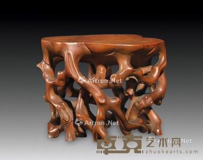 民国 黄杨木雕树根小几 高7cm