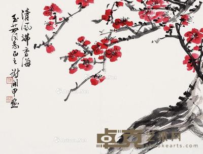 梅花 镜片 设色纸本 24×32cm