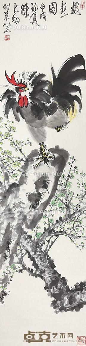  雄鸡 立轴 设色纸本 198×50cm
