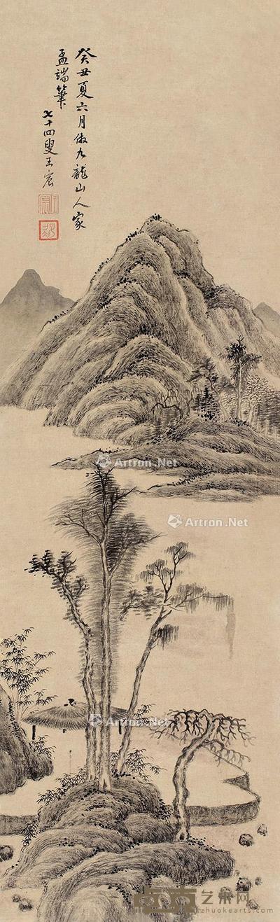 仿九龙山人山水 立轴 水墨纸本 97×29cm