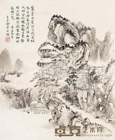  山水 立轴 水墨纸本 34×29cm