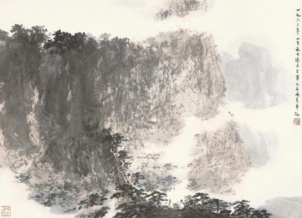  1963年作 夏山幽游图 镜框 设色纸本