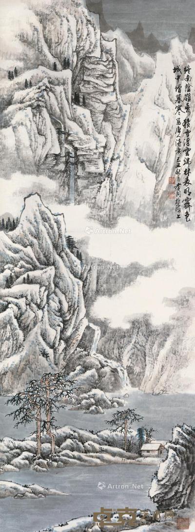  己丑（2009）年作 唐人诗意 立轴 设色纸本 137×50cm