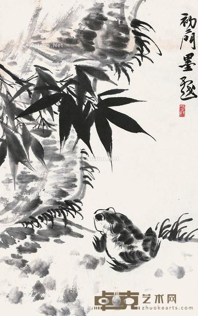 蛙趣 镜片 水墨纸本 47×29cm