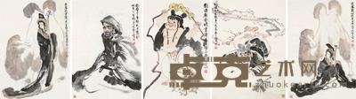 人物画 (五幅) 镜片 设色纸本 68×45cm;68×47.5cm;68×48cm;68×46cm;66×48cm