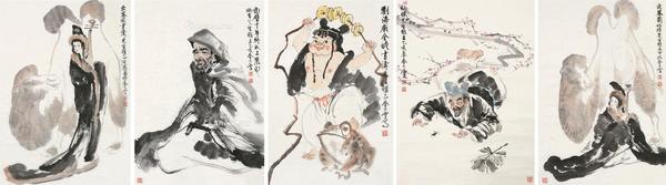  人物画 （五幅） 镜片 设色纸本