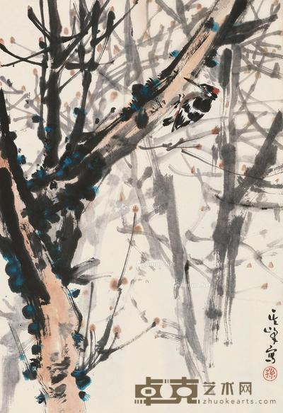  栖禽图 立轴 设色纸本 63×42.5cm
