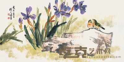 戊午(1978)年作 双栖图 镜片 设色纸本 50.5×102cm