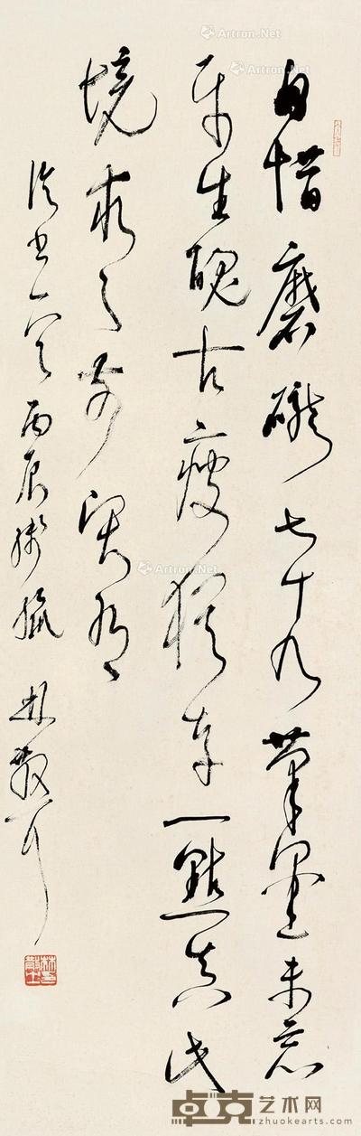  丙寅（1986）年作 草书 立轴 纸本 106.5×34cm