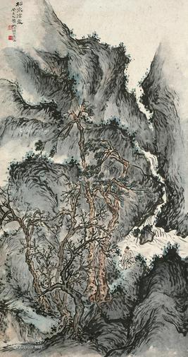  松泉深处 立轴 设色纸本