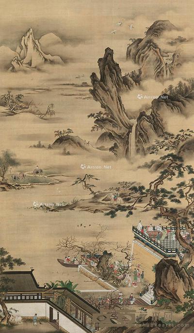  游春图 立轴 设色绢本 135×78cm